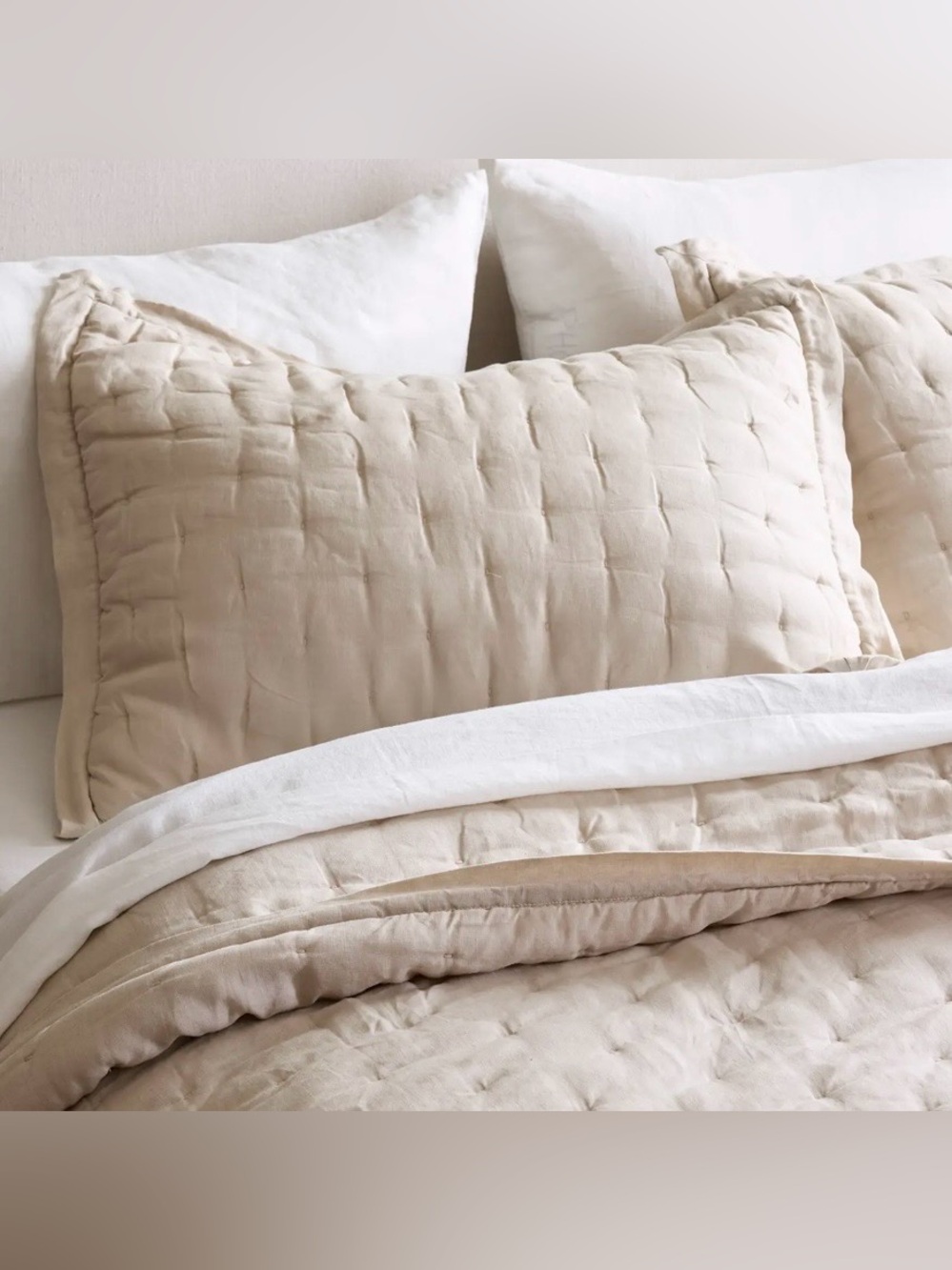 Quince European Linen Dream Standard Sham 20”x26” Beige Sand Coastal Minimalist